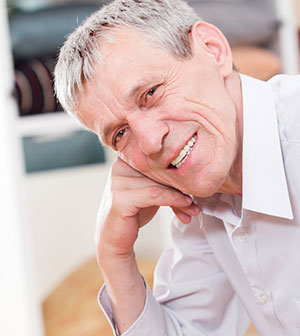 Senior man with immediate dentures