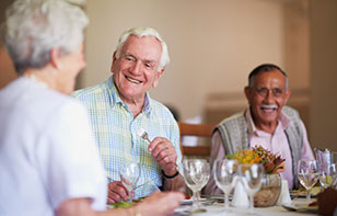 Seniors eating with Dentures